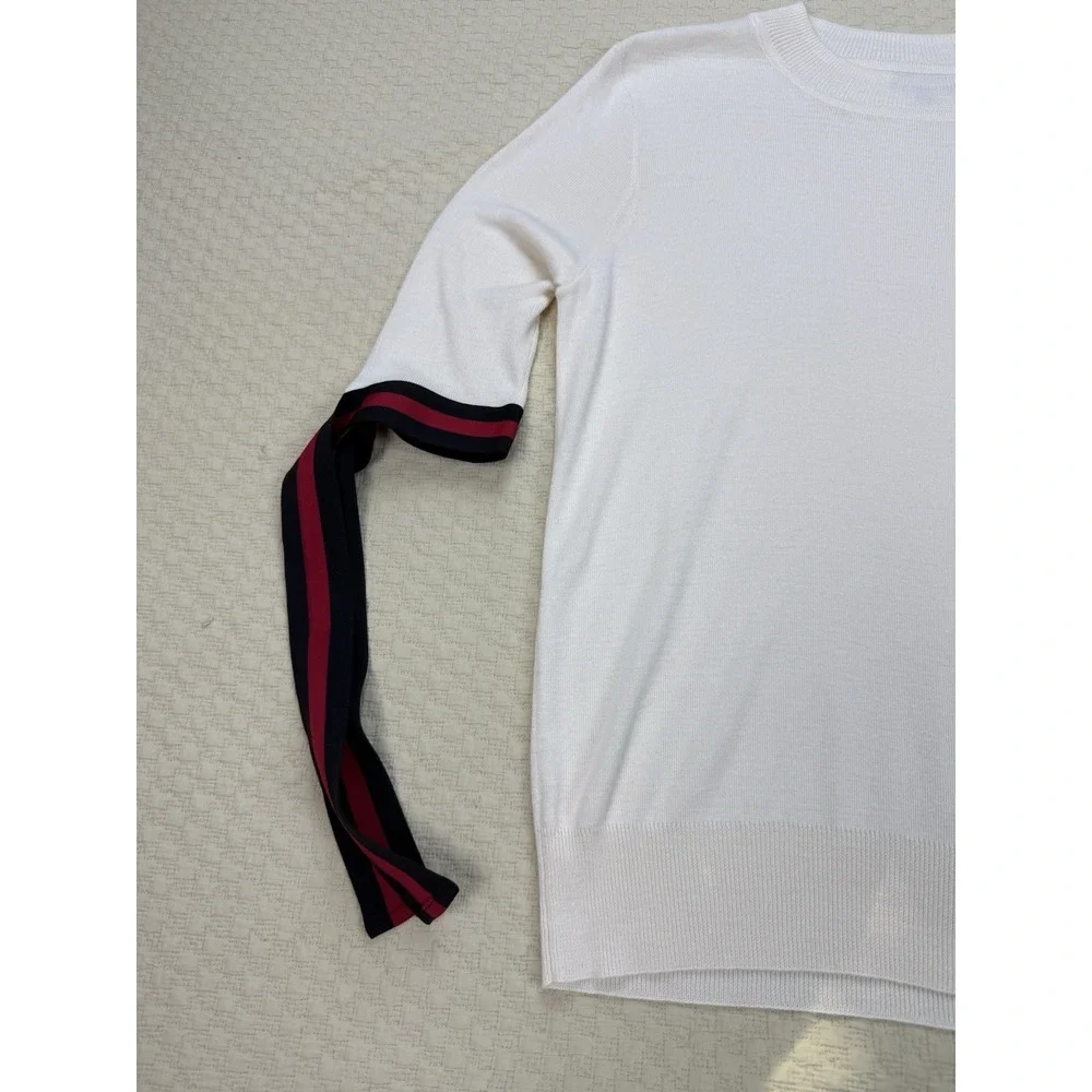 Who What Wear Ribbon Sleeve Sweater 3/4 Sleeve Top | White | Women's Size Large